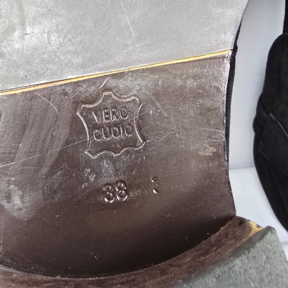 Goffredo Fantini Womens - EU 38 / US 7.5 Black Suede Ankle Boots Silver Buckle - Picture 10 of 13